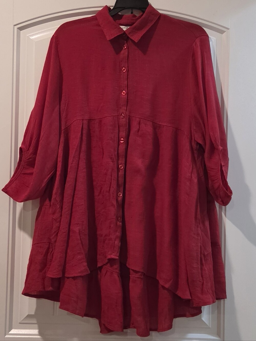 Umgee Women's Deep Red Button-Front Flowy Shirt